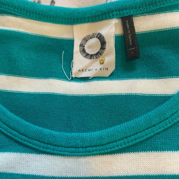 Anthropologie teal and white stripe knit top - Picture 2 of 4